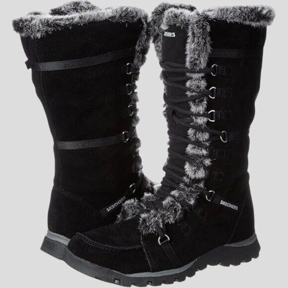 Skechers Women's Black Fur-Lined Grand Jams Unlimited Boots - Picture 1 of 16